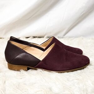 Clarks Pure Tone Burgundy Suede Leather Loafers Flats Comfort Red
